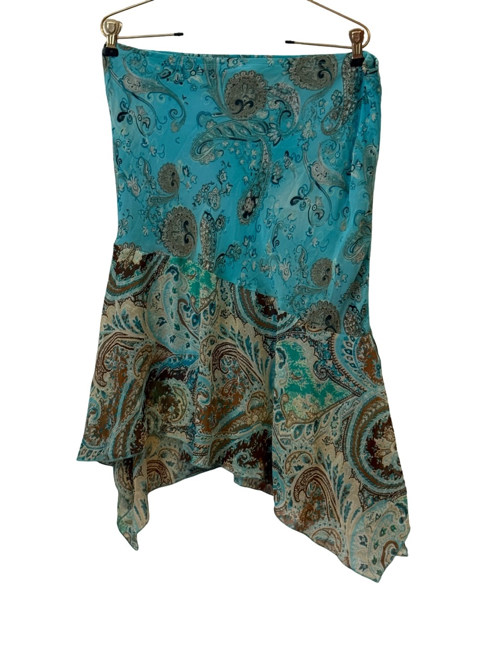 Y2K fairy Whimsy Rampage Turquoise Paisley Asymmetrical Flowy Skirt
